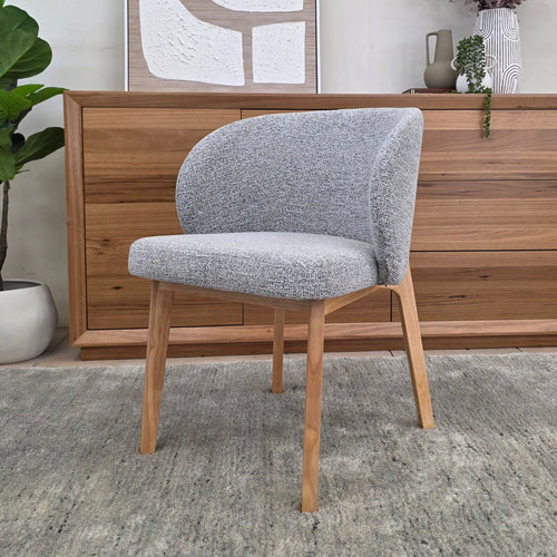 Settler Dining Chair In Grey Fabric & Natural Leg