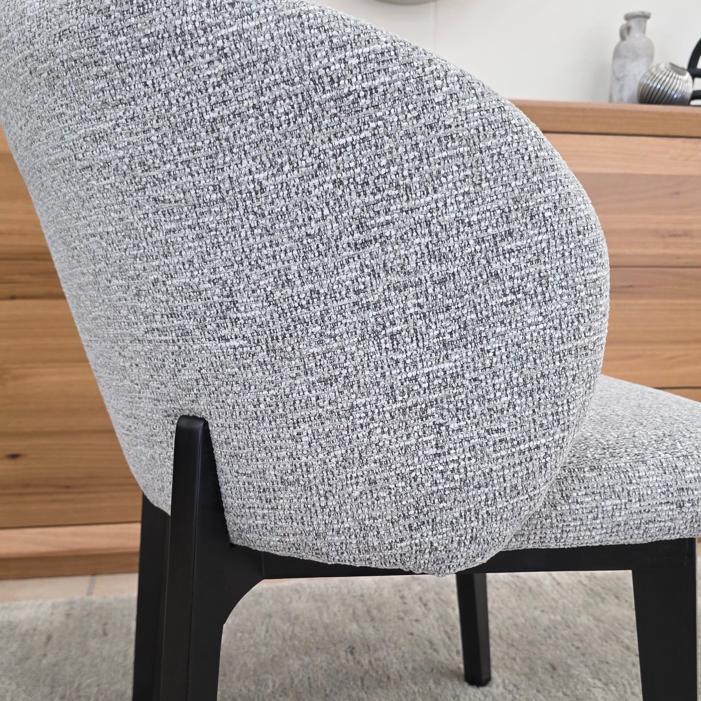 Settler Dining Chair In Grey Fabric & Black Leg