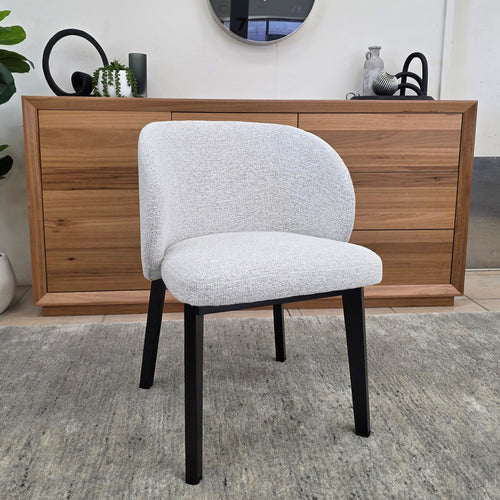 Settler Dining Chair In Natural Fabric & Black Leg