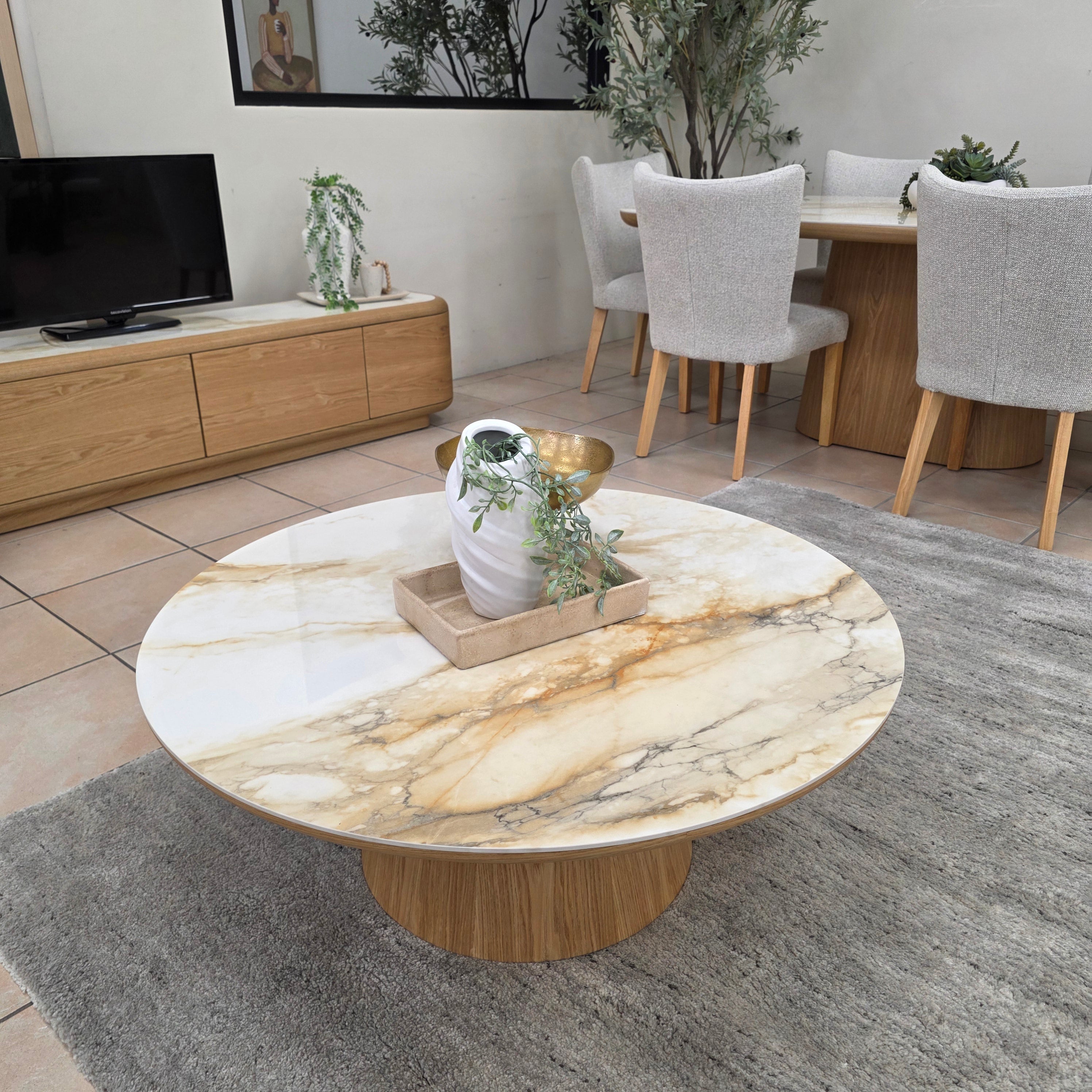 Olympus Round Coffee Table With Ceramic Top
