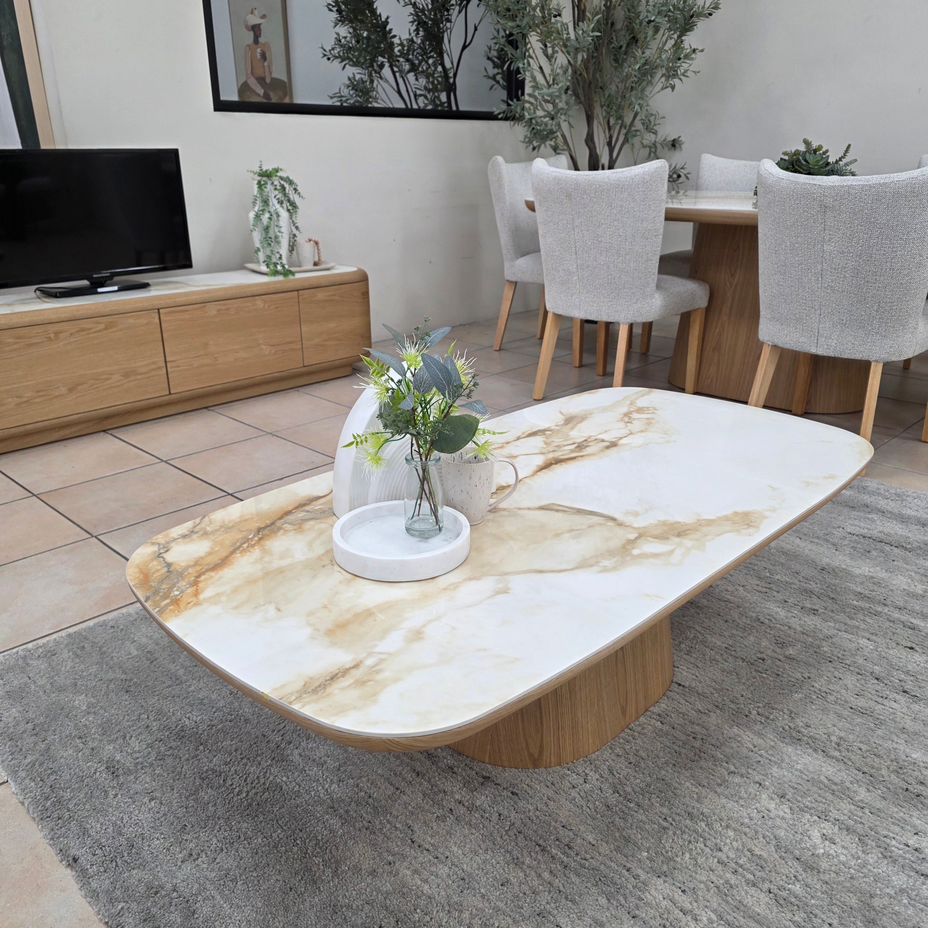 Olympus Oval Coffee Table With Ceramic Top