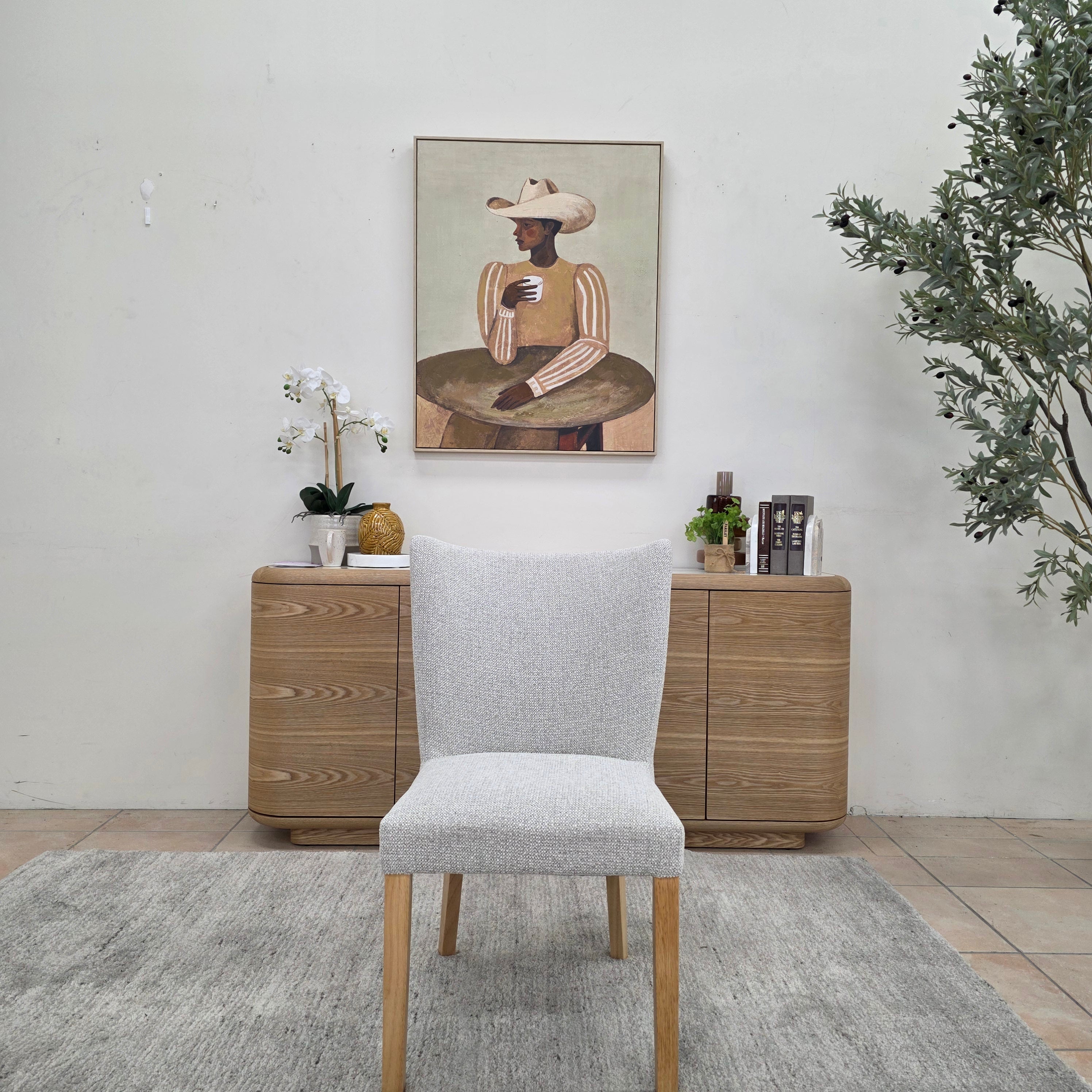 Tobago Dining Chair In Oatmeal Milan With Natural Leg