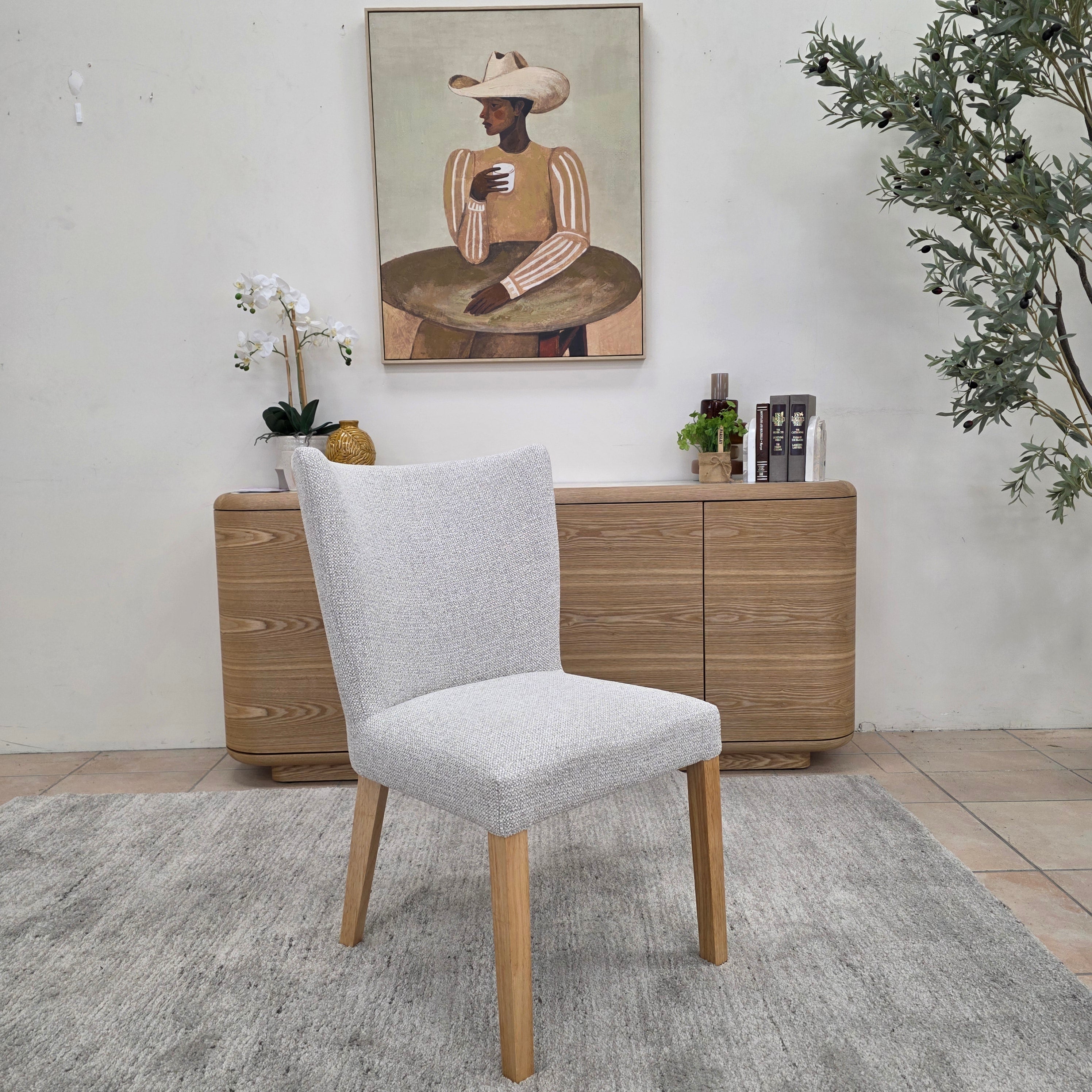 Tobago Dining Chair In Oatmeal Milan With Natural Leg