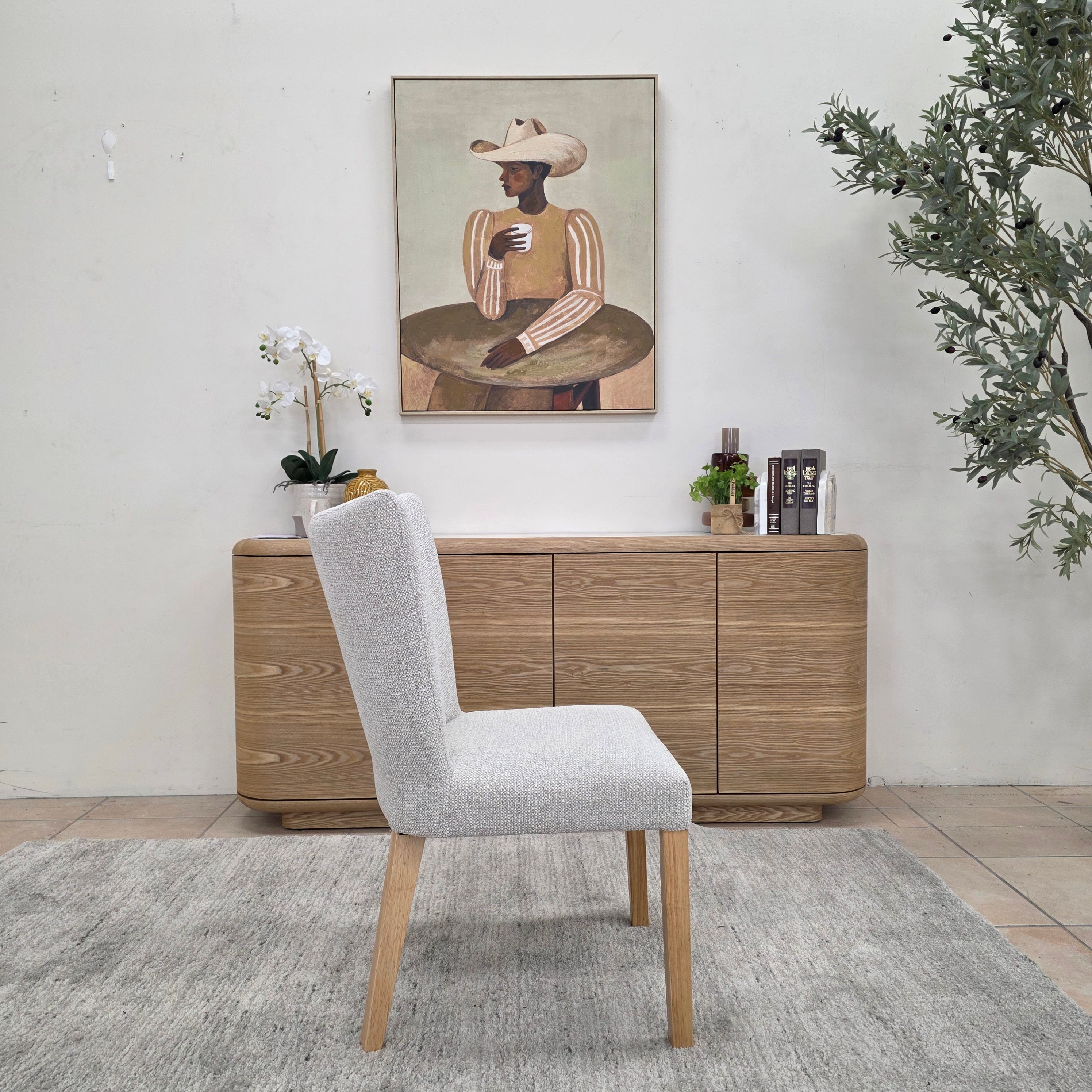 Tobago Dining Chair In Oatmeal Milan With Natural Leg