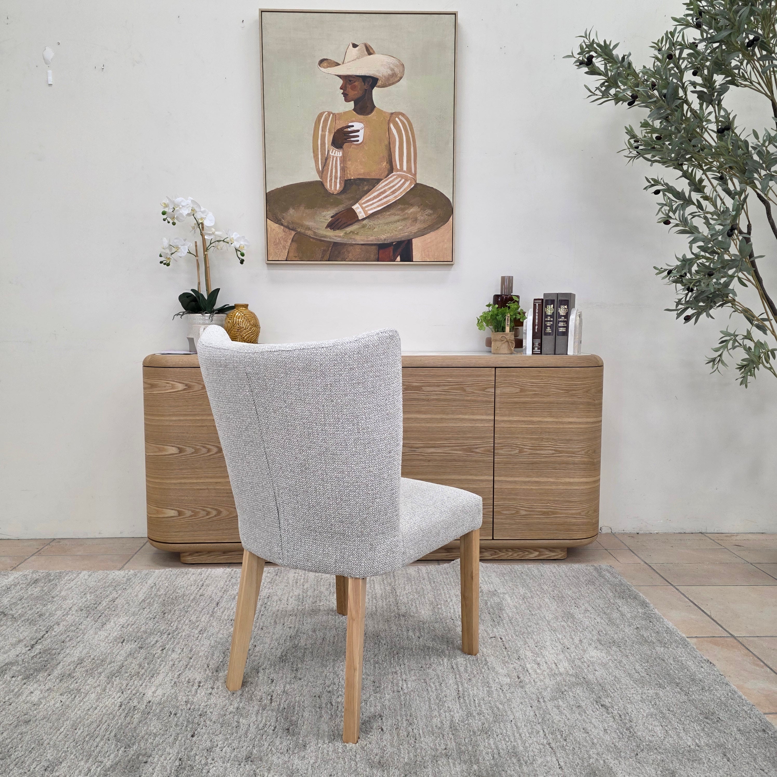 Tobago Dining Chair In Oatmeal Milan With Natural Leg