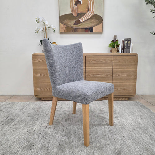Tobago Dining Chair In Grey Milan With Natural Leg