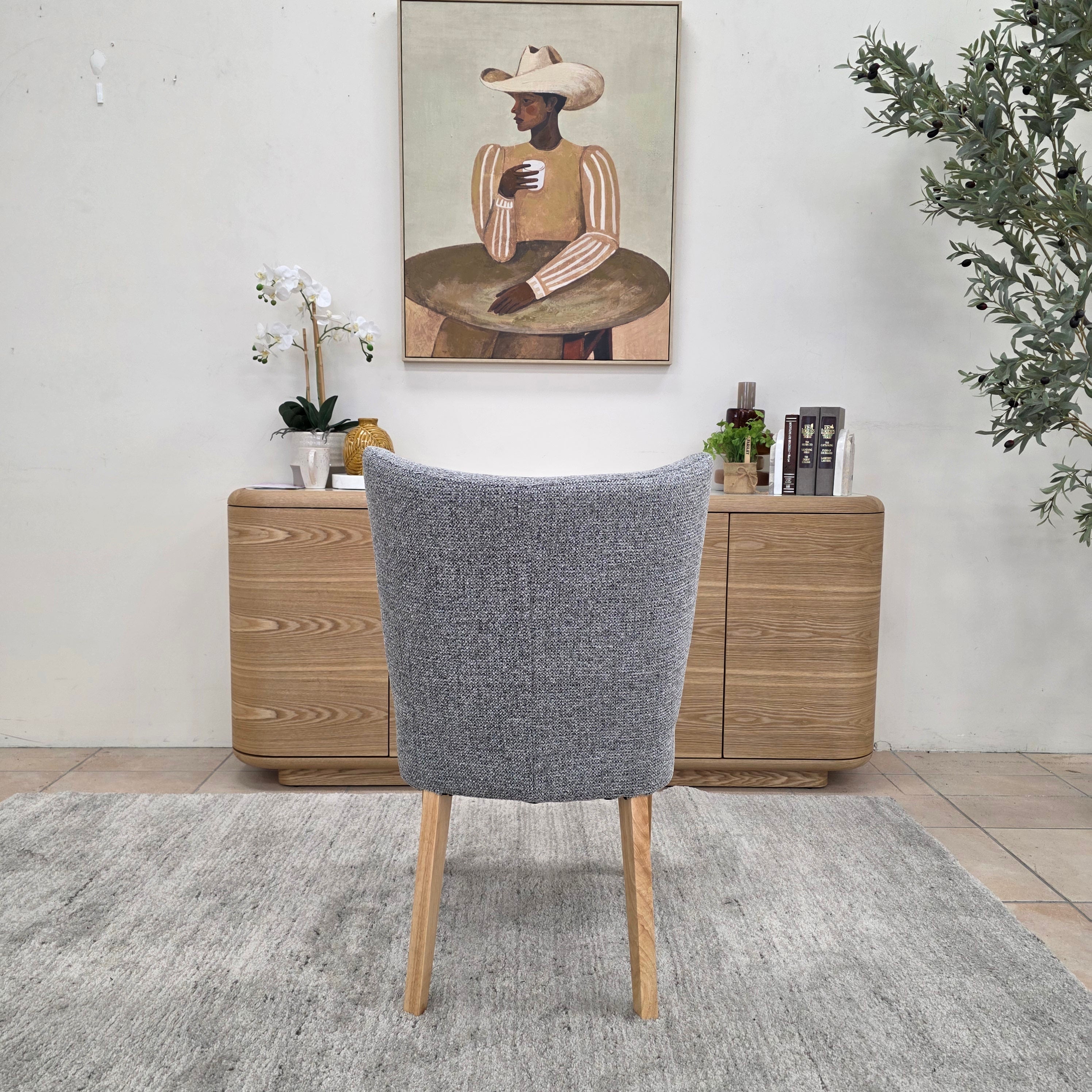 Tobago Dining Chair In Grey Milan With Natural Leg
