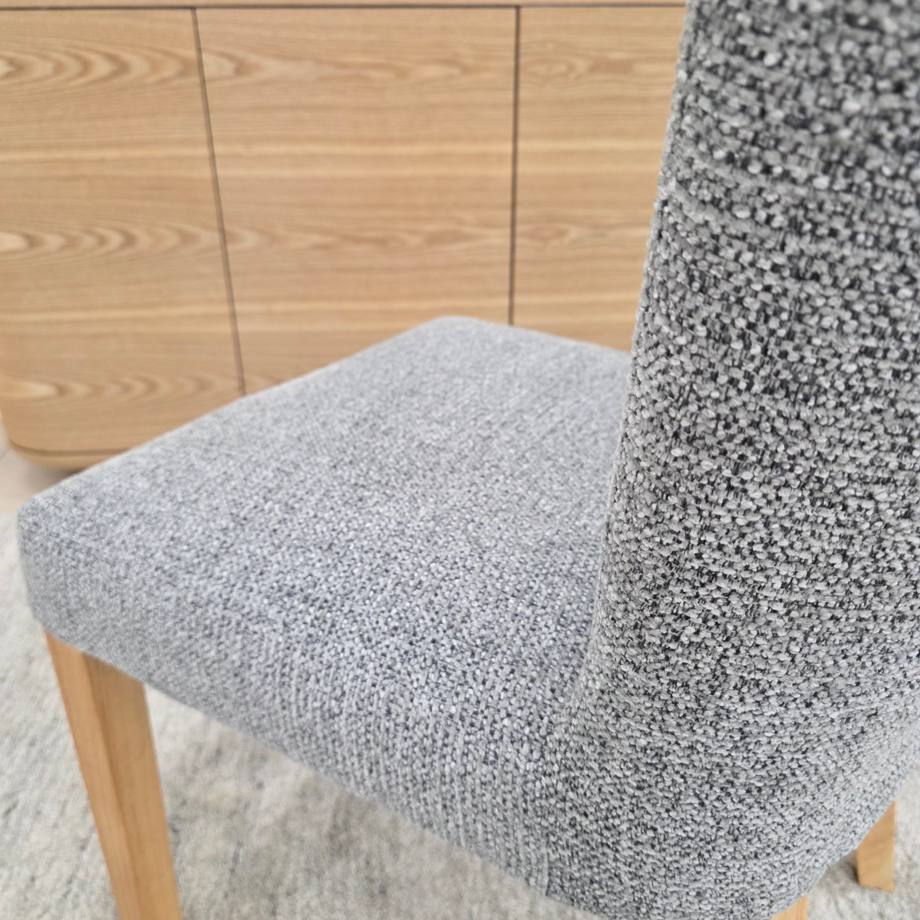 Tobago Dining Chair In Grey Milan With Natural Leg