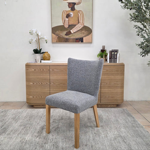 Tobago Dining Chair In Grey Milan With Natural Leg