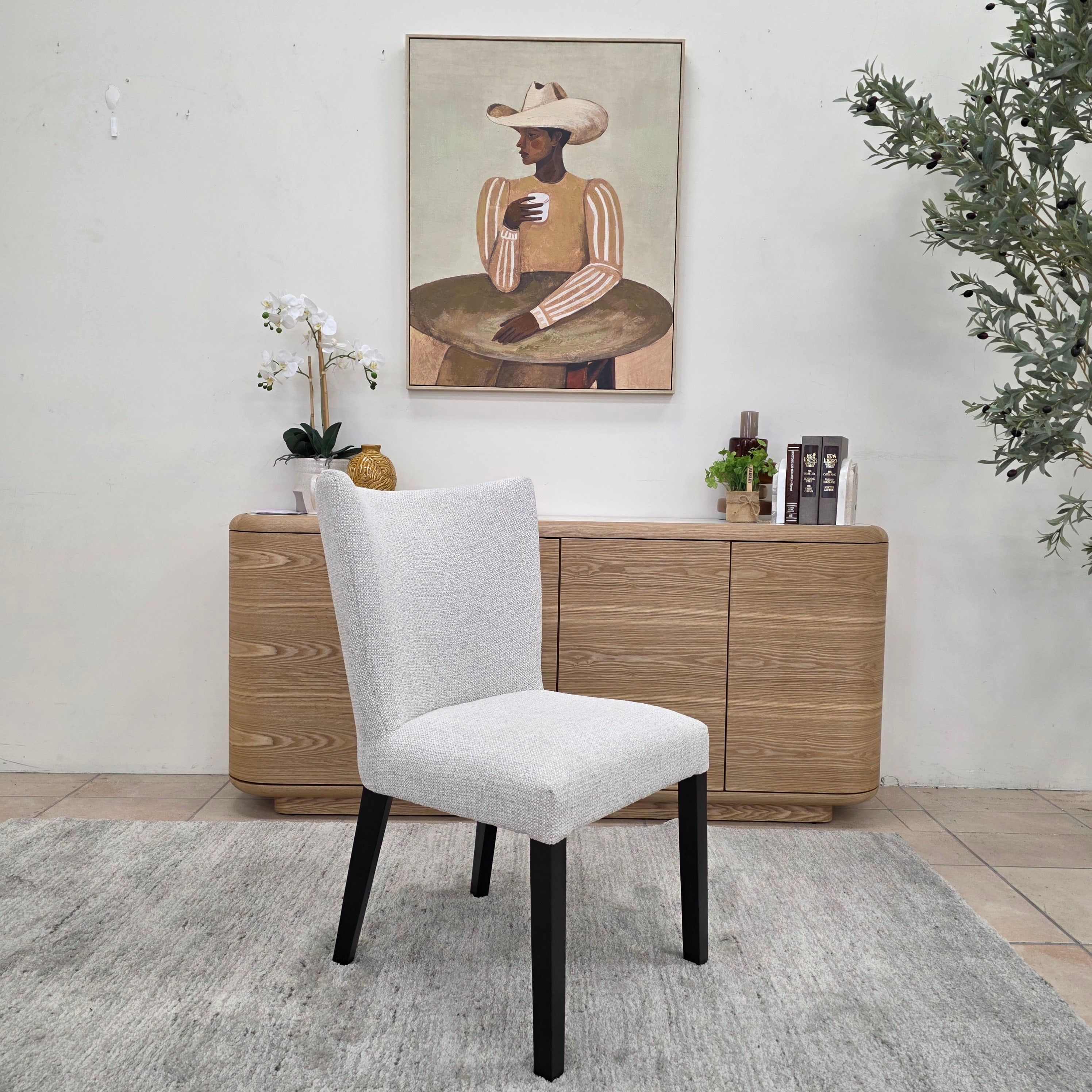 Tobago Dining Chair In Oatmeal Milan With Black Leg