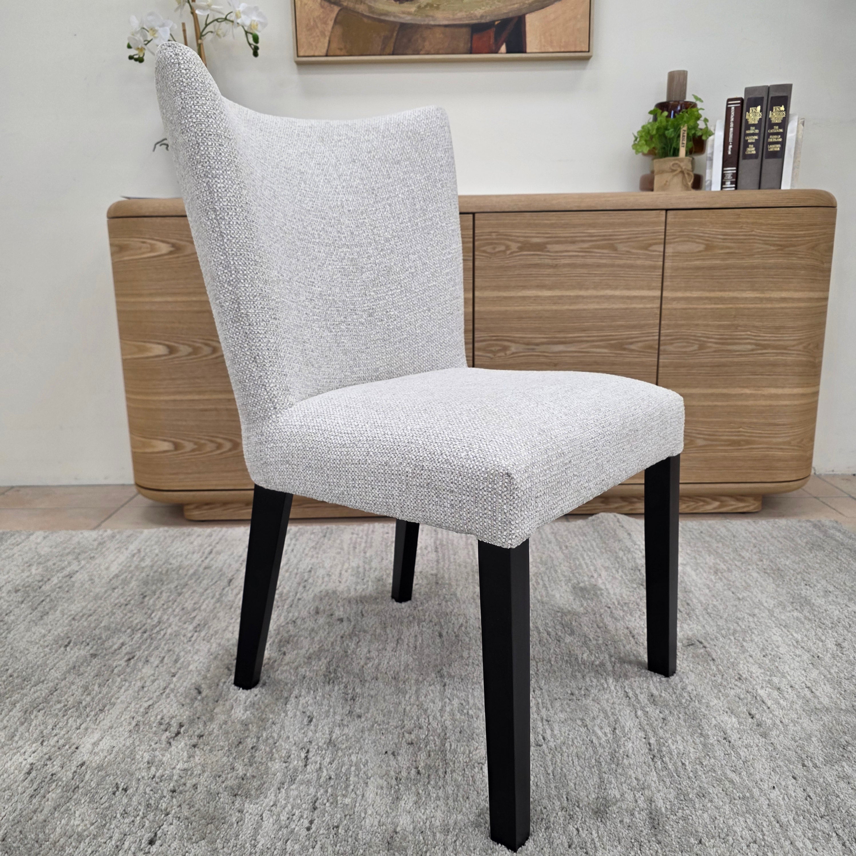 Tobago Dining Chair In Oatmeal Milan With Black Leg