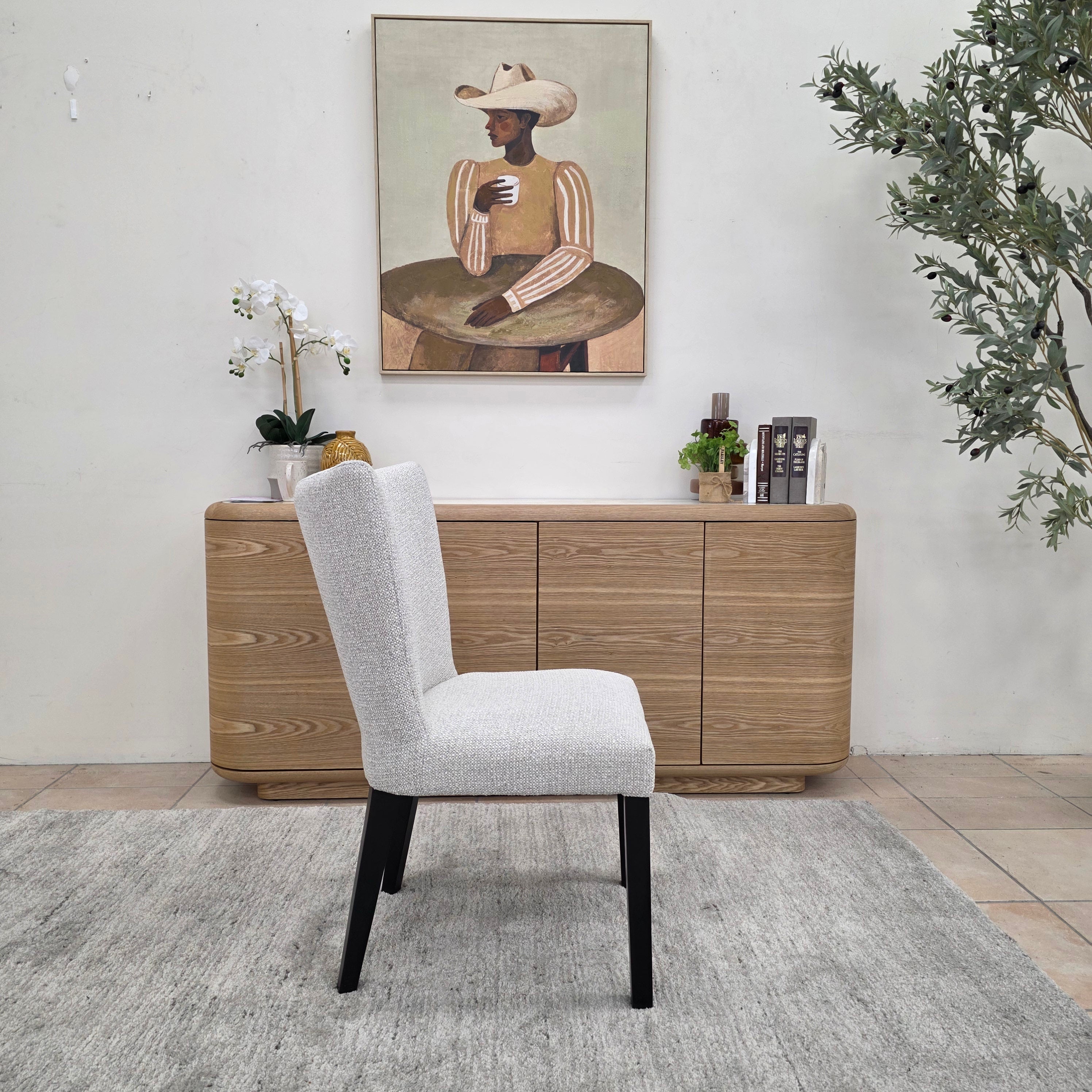 Tobago Dining Chair In Oatmeal Milan With Black Leg