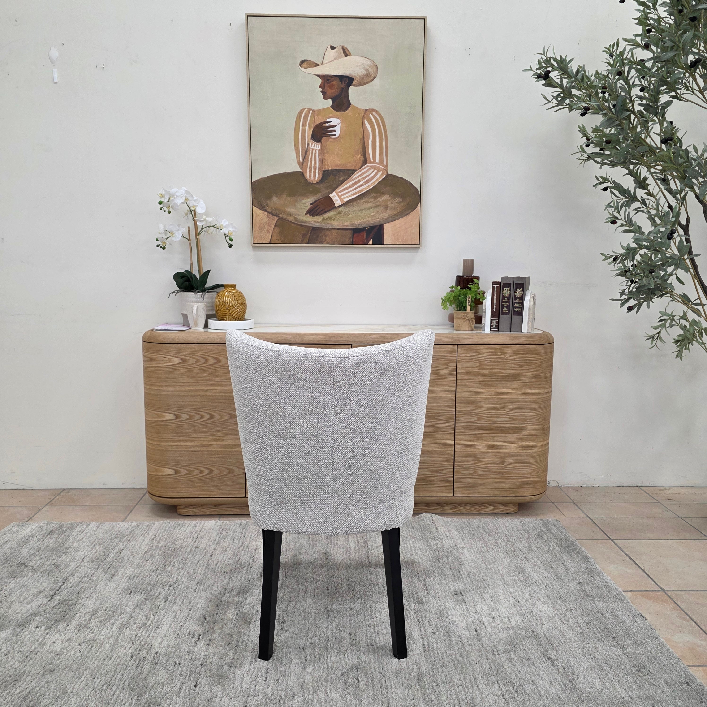 Tobago Dining Chair In Oatmeal Milan With Black Leg