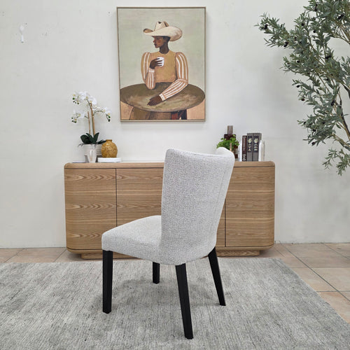 Tobago Dining Chair In Oatmeal Milan With Black Leg