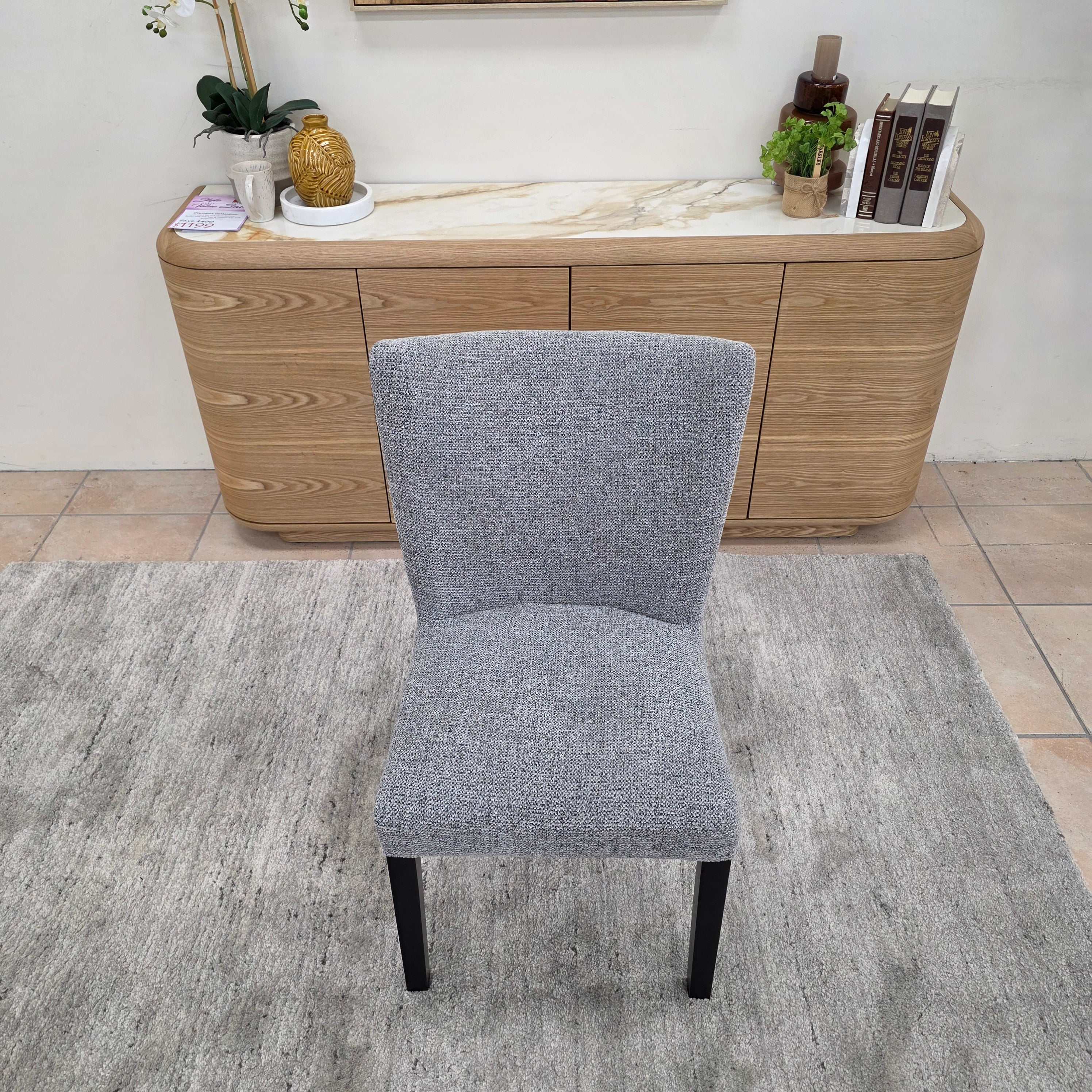 Tobago Dining Chair In Grey Milan With Black Leg
