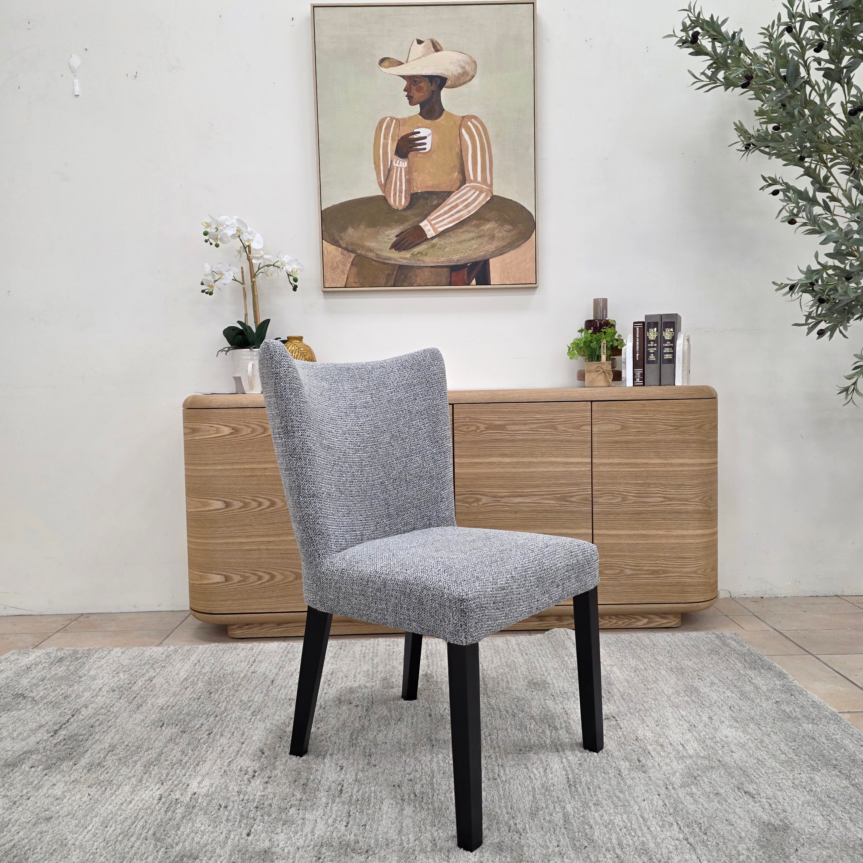 Tobago Dining Chair In Grey Milan With Black Leg