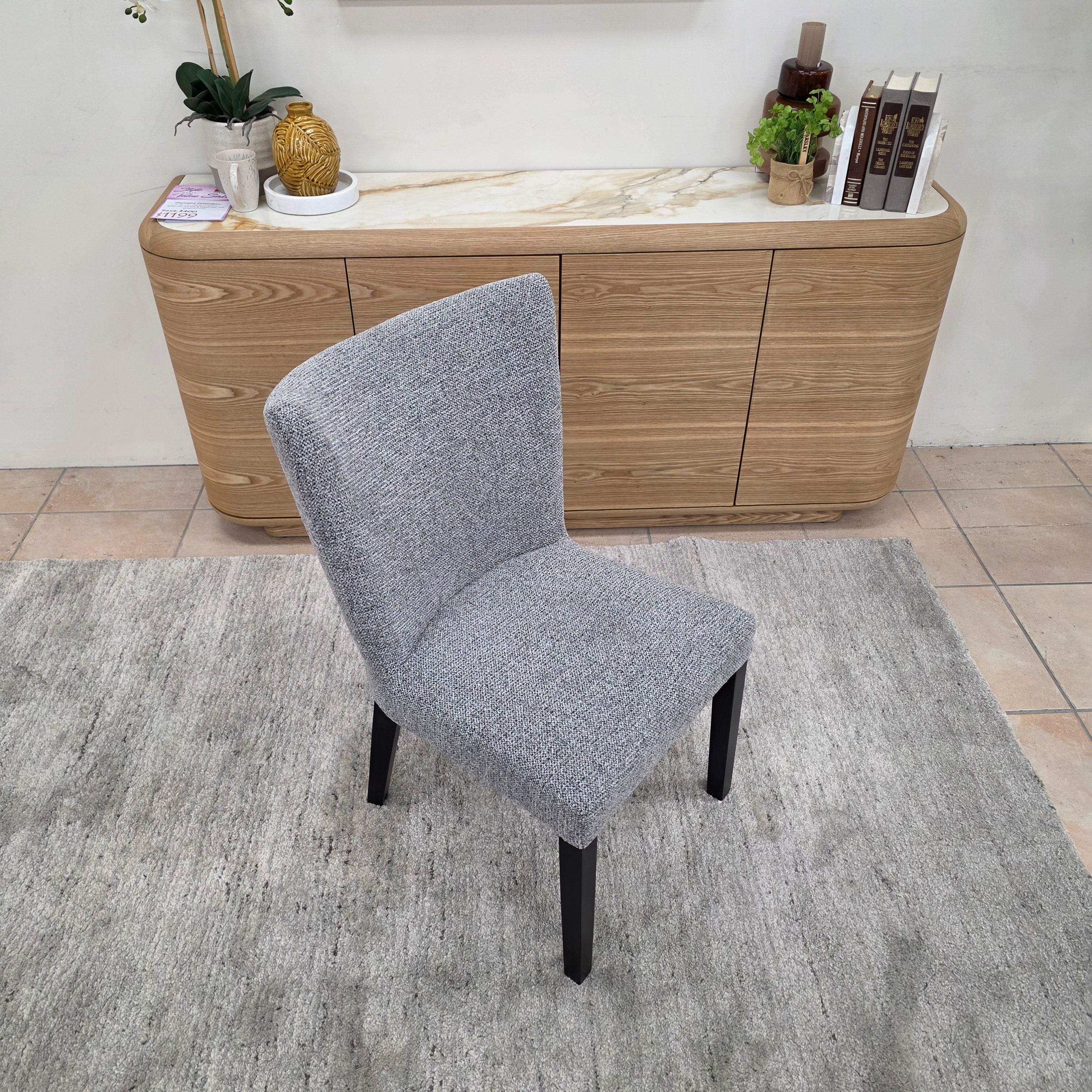 Tobago Dining Chair In Grey Milan With Black Leg