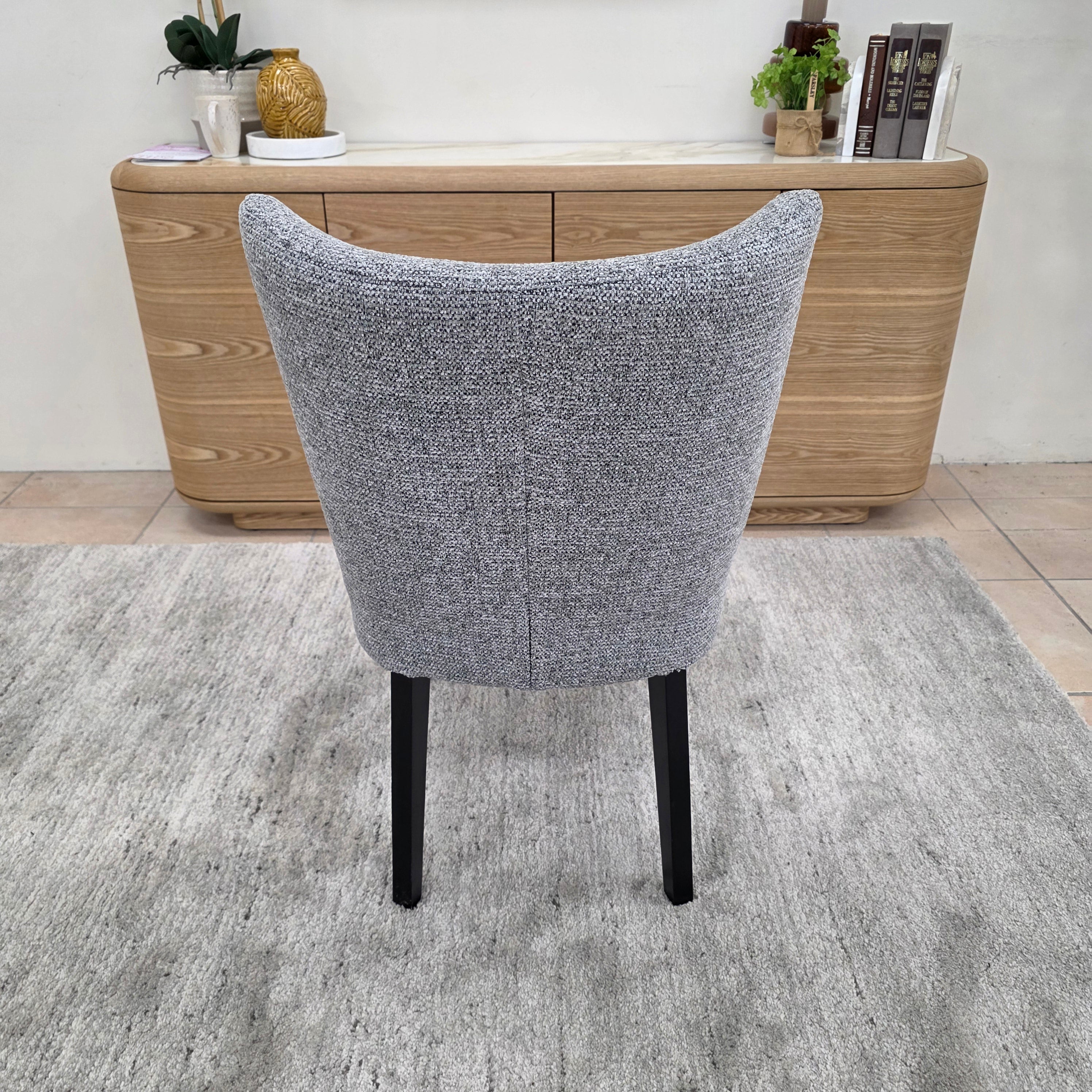 Tobago Dining Chair In Grey Milan With Black Leg