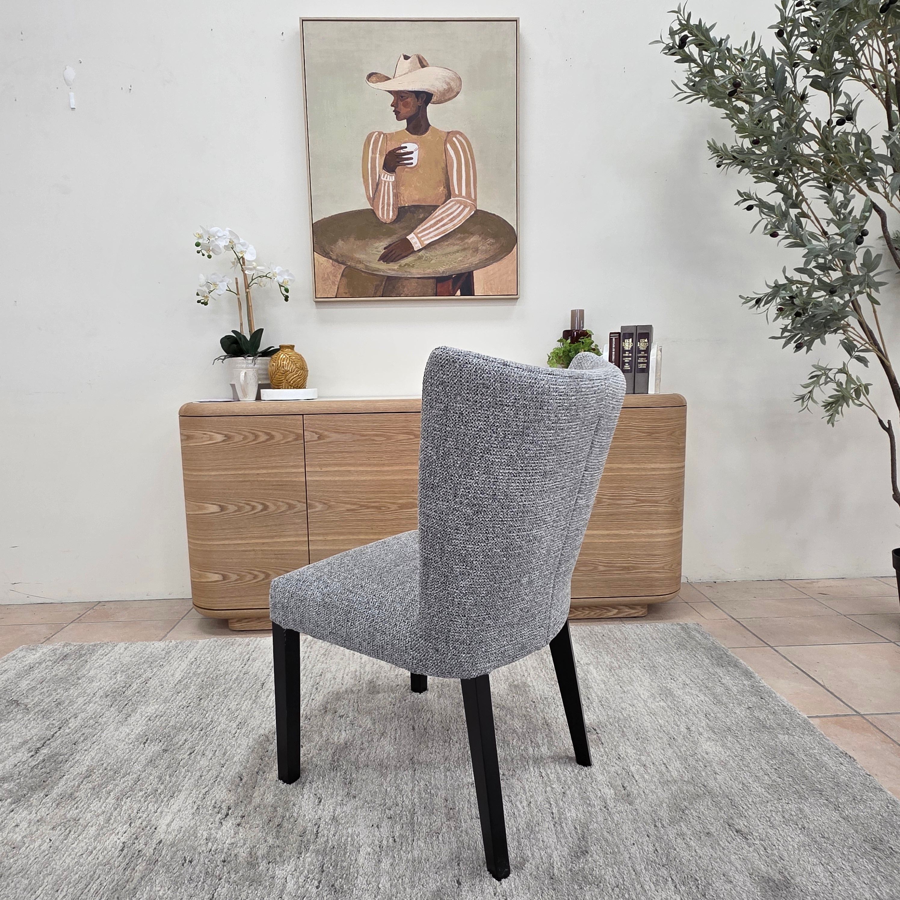 Tobago Dining Chair In Grey Milan With Black Leg