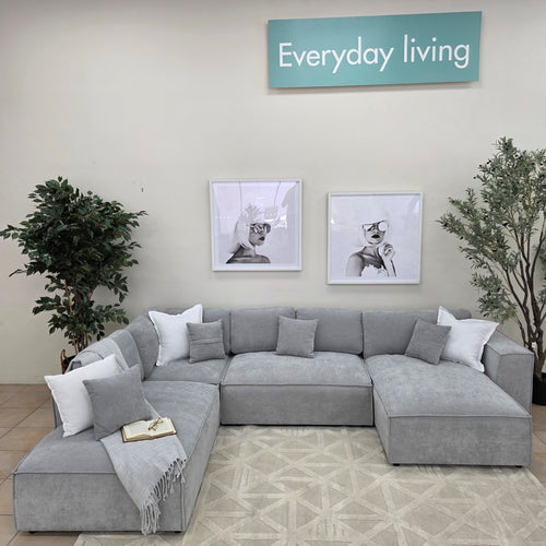 Ezra Corner Chaise In Grey