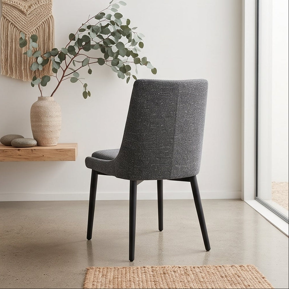 Milano Dining Chair In Dark Grey With Black Leg