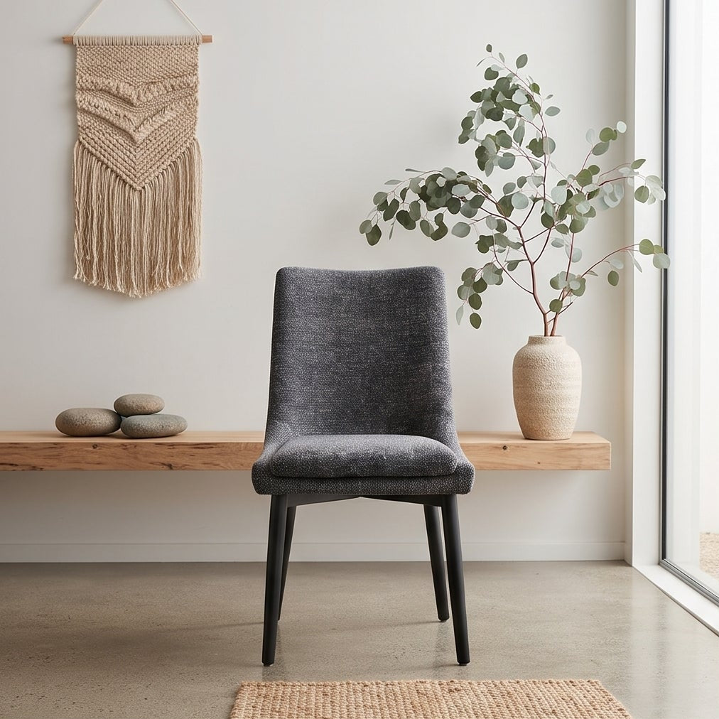 Milano Dining Chair In Dark Grey With Black Leg