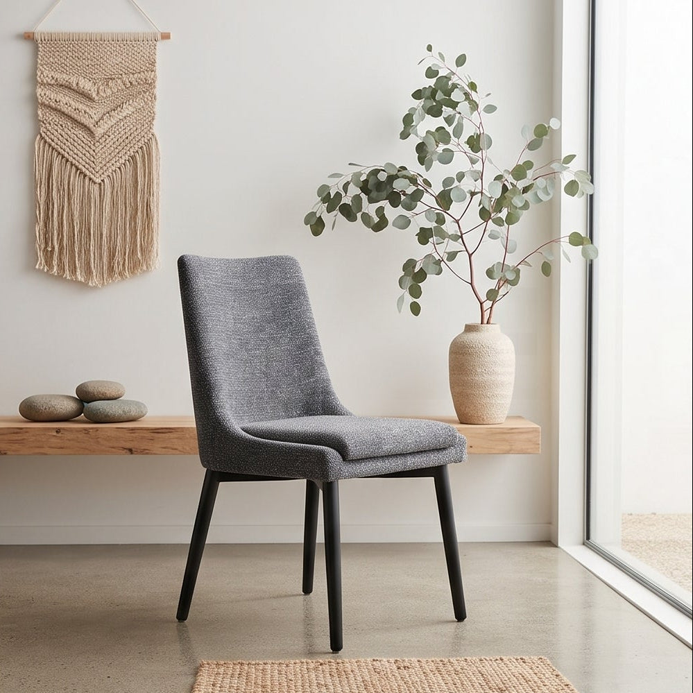 Milano Dining Chair In Dark Grey With Black Leg