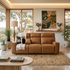 Rockville 3 seater with dual electric recliners in vintage tan leather
