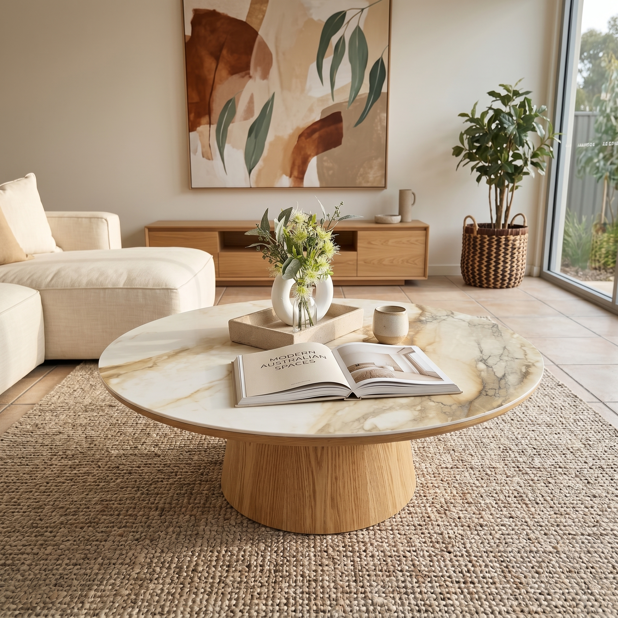 Olympus Round Coffee Table With Ceramic Top