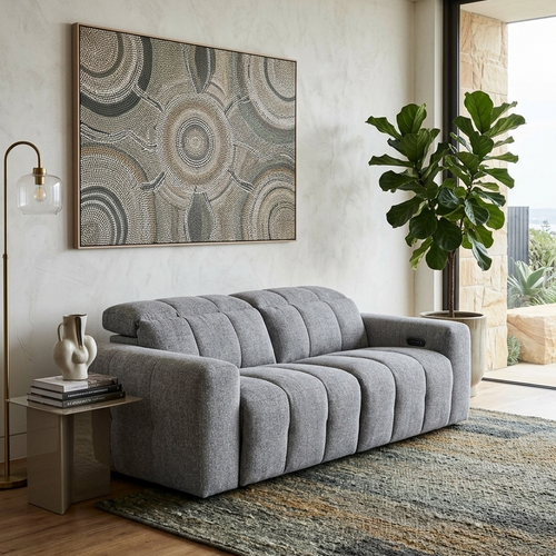 Calabria 2 Seater Dual Electric Recliners In Mid Grey