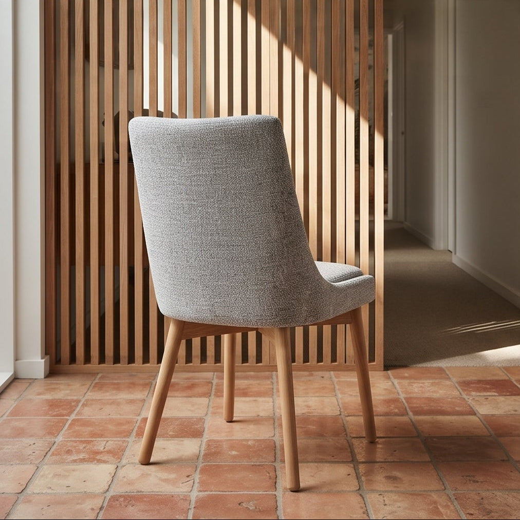 Milano Dining Chair In Light Grey With Oak Leg