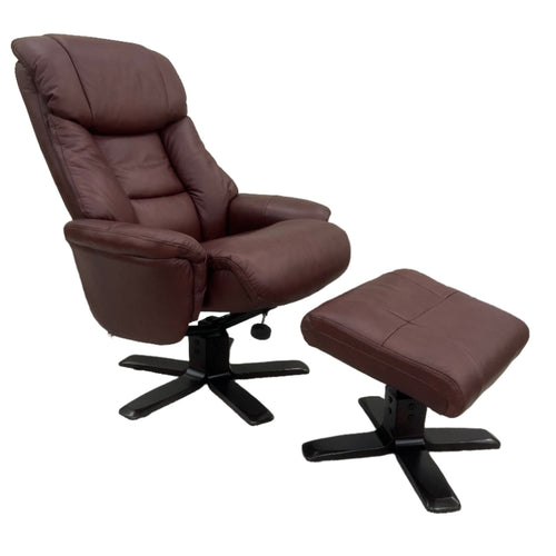 Picasso Relax Recliner Chair & Stool In Burgundy