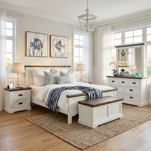 Hamptons 4 Piece Queen Bedroom Package With Dressing Table