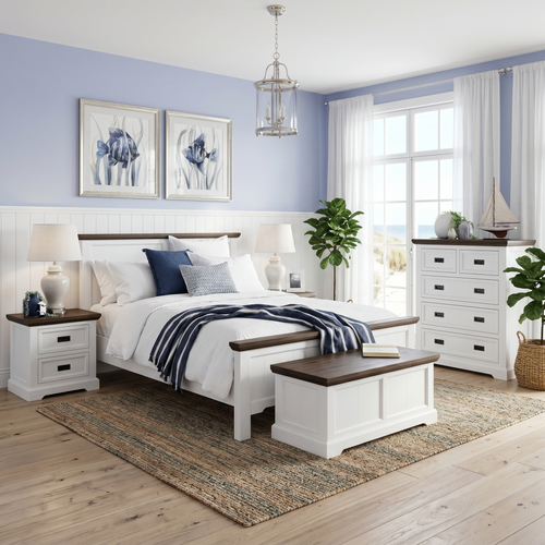 Hamptons 4 Piece King Bedroom Package With Tallboy