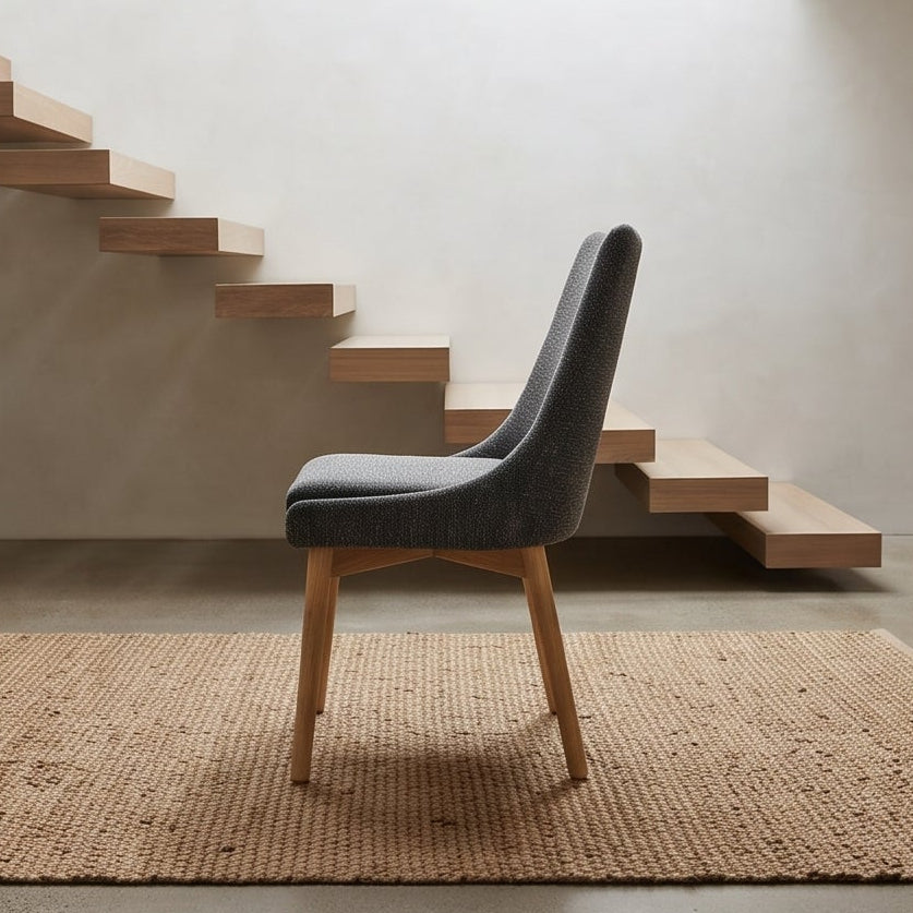 Milano Dining Chair In Dark Grey With Oak Leg