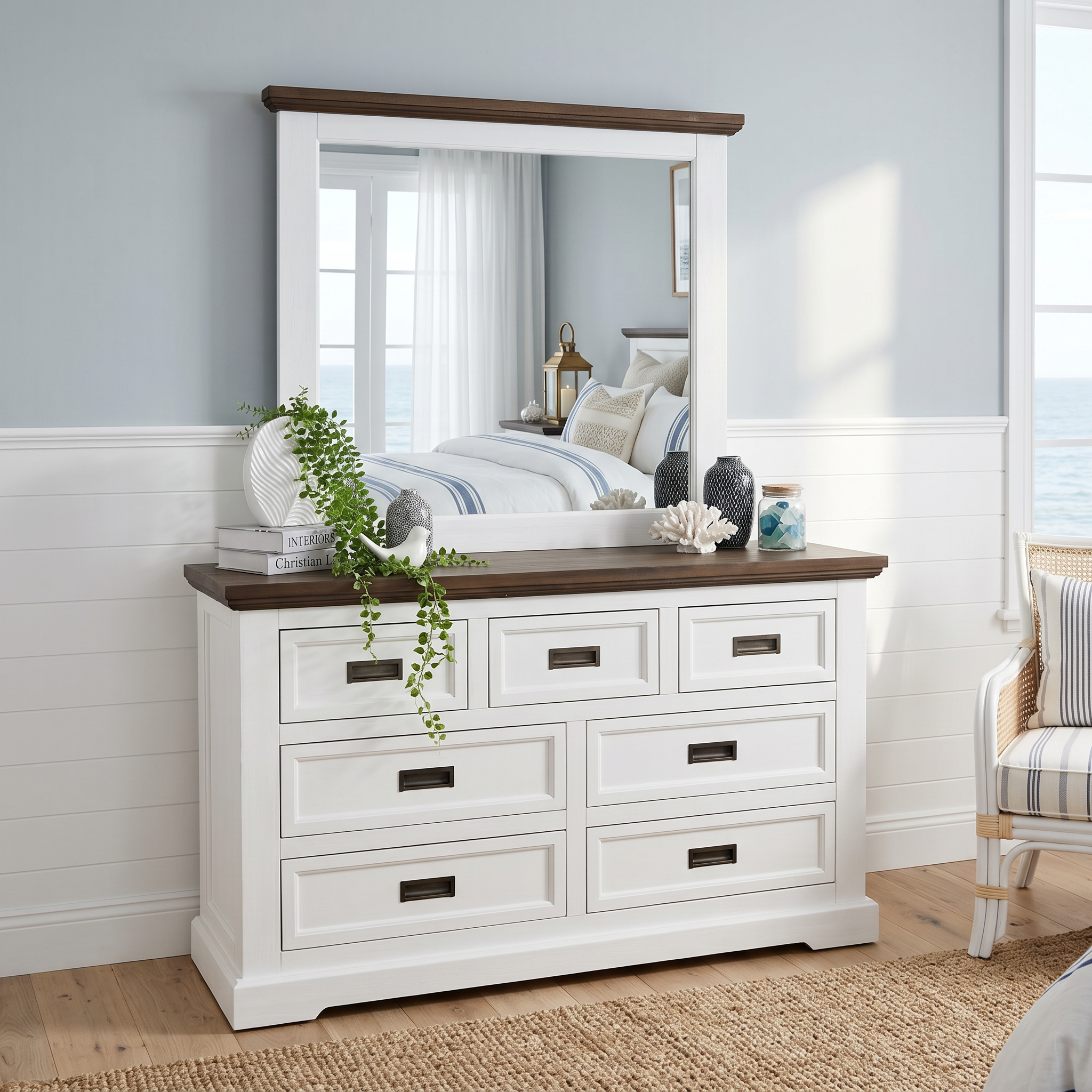 Hamptons 4 Piece King Bedroom Package With Dressing Table