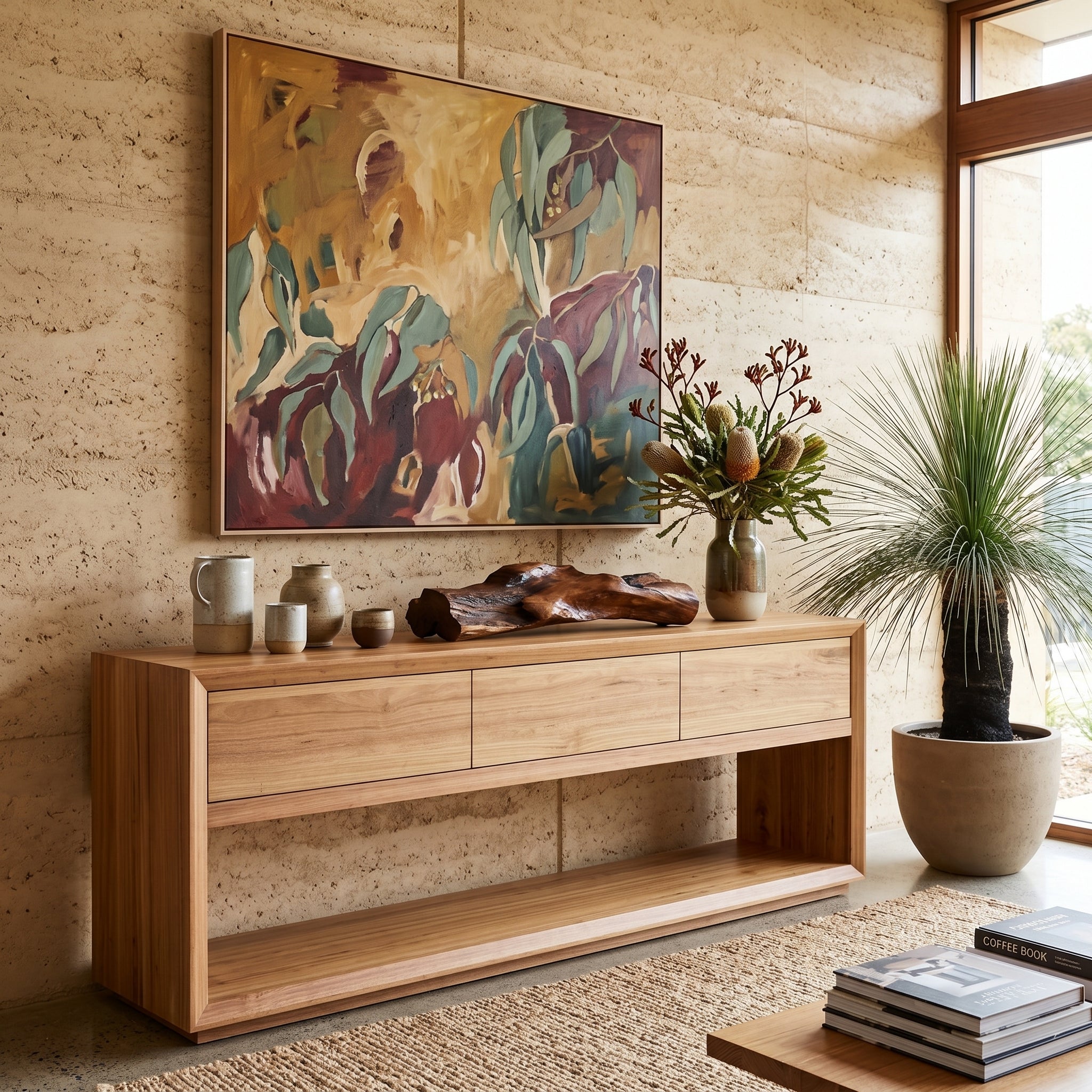 Sussex 200cm Hall Table In Australian Blackbutt Timber