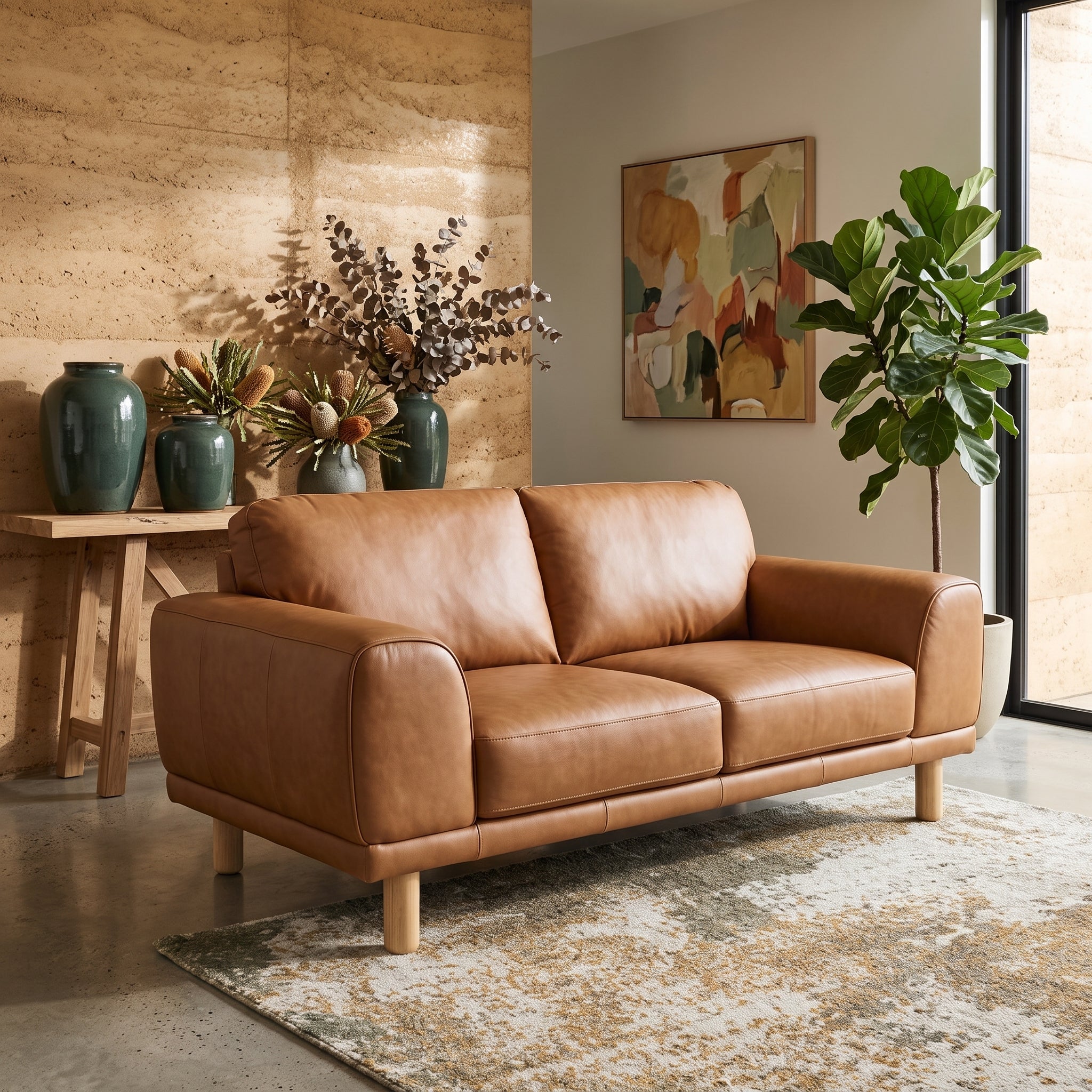 Dutton 2 Seater Sofa In Camel Colour