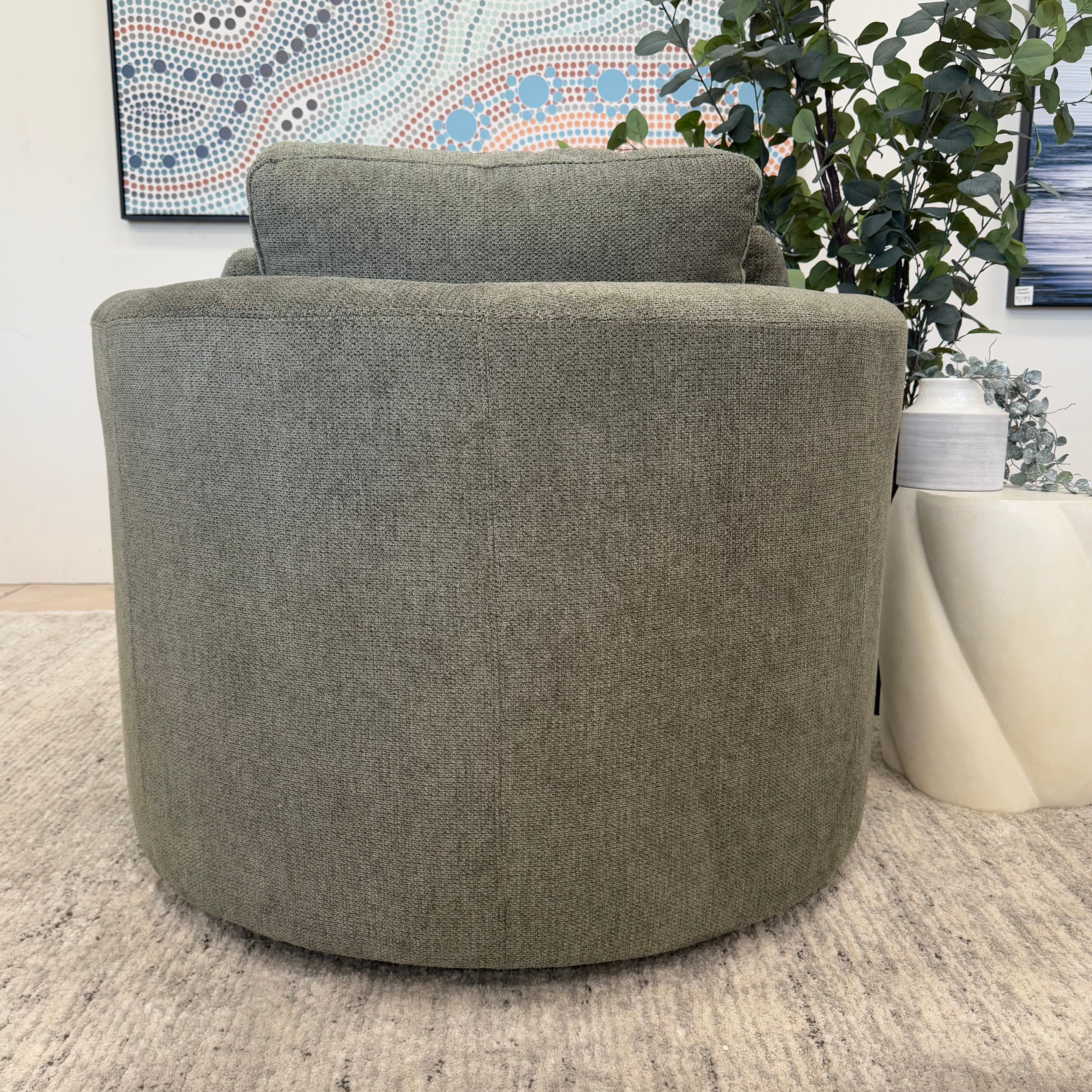 Cloud Soft Cuddle Chair In Pesto Green Upholstery