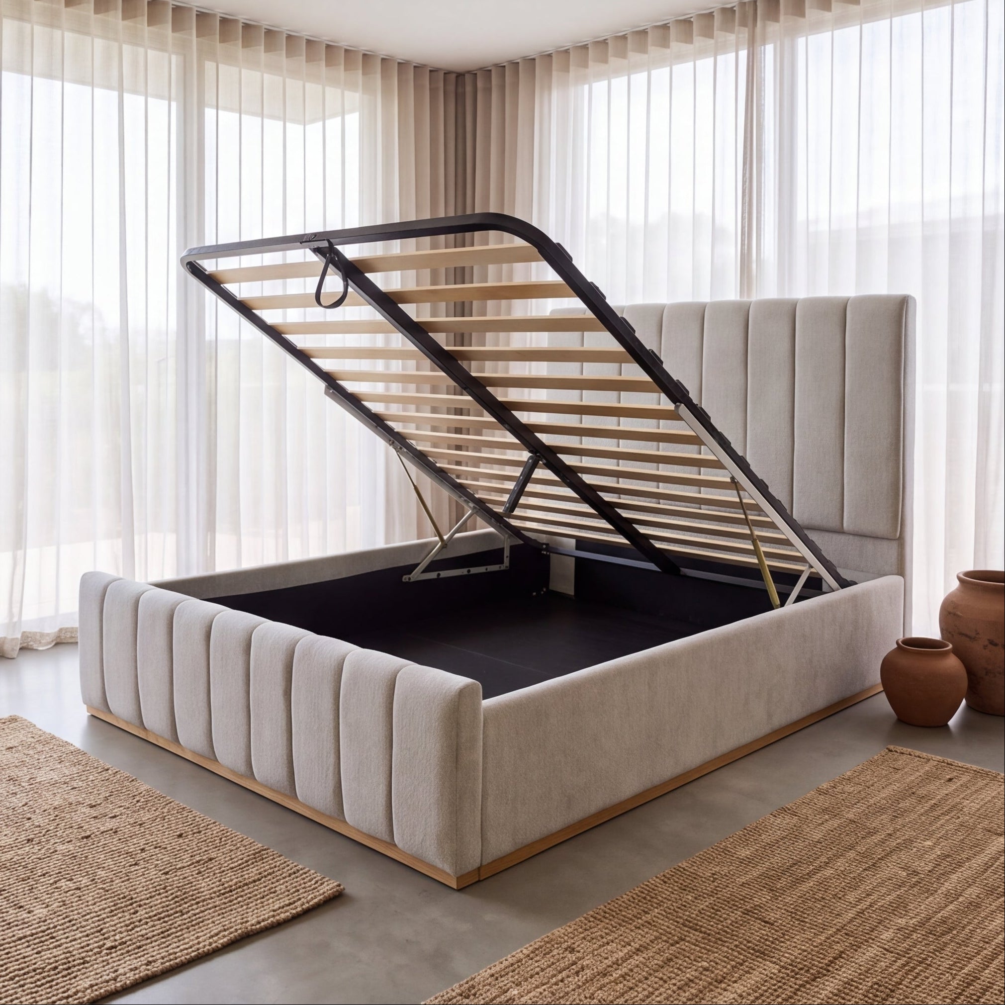 Taya Queen Size Gas Lift Bed In Natural