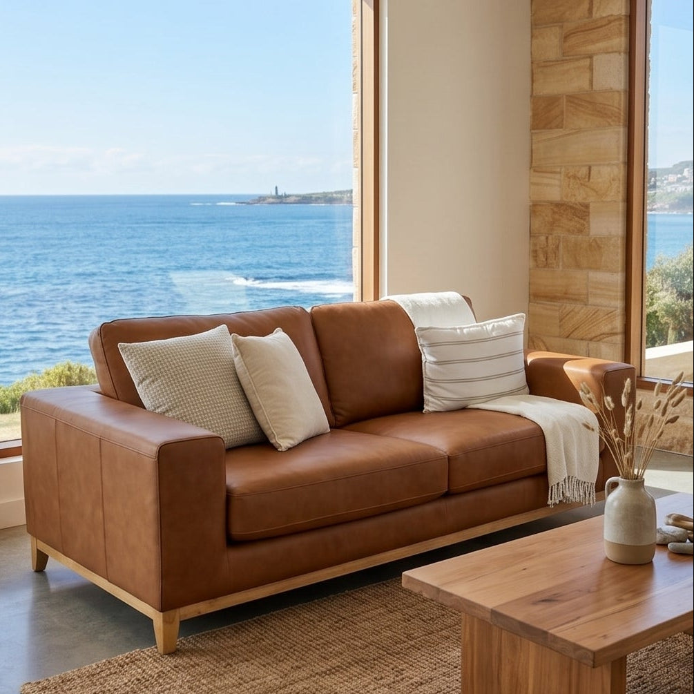 Bliss 3 Seater In Tan Leather