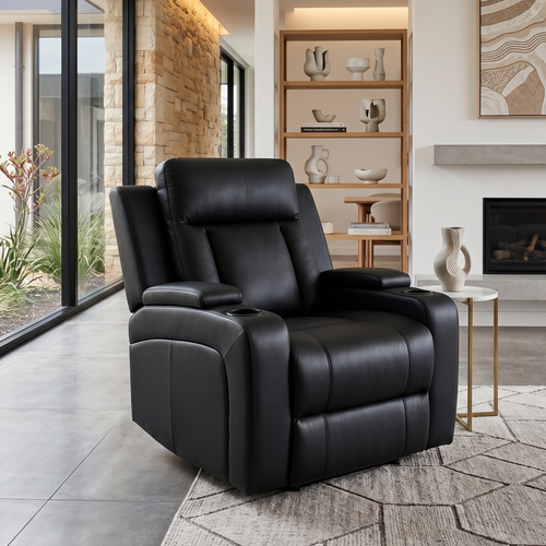 Nexus Recliner in black Leather