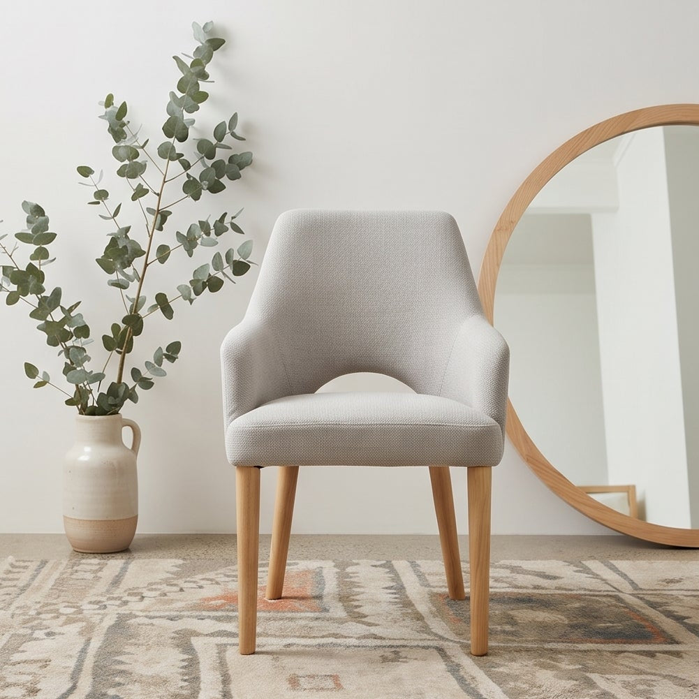 Clinton Dining Chair In Natural With Oak Leg