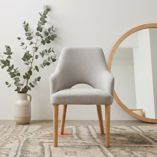Clinton Dining Chair In Natural With Oak Leg