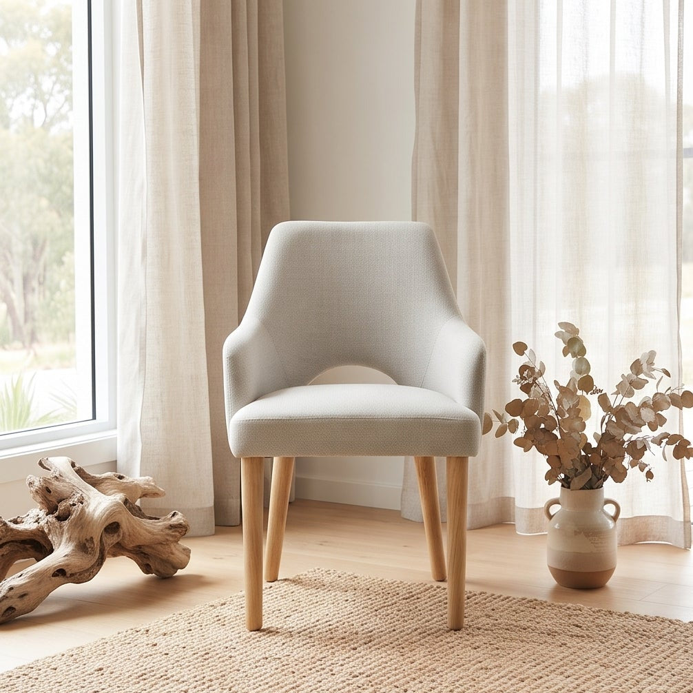 Clinton Dining Chair In Natural With Oak Leg