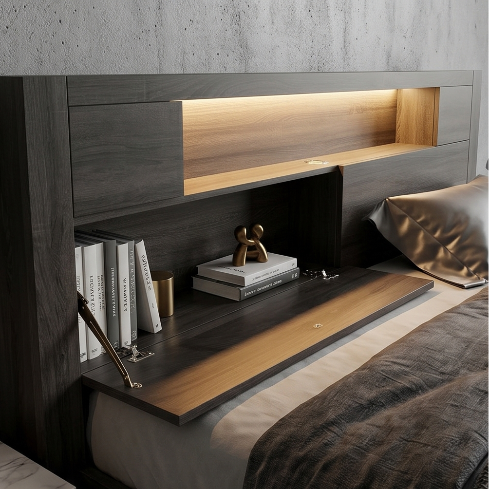Vienna  queen size bed in grey