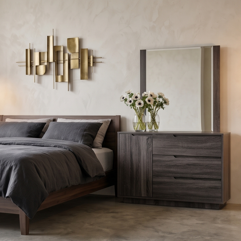Vienna dressing table inc mirror in grey
