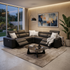 Monaco modular with 3 electric recliners in charcoal leather