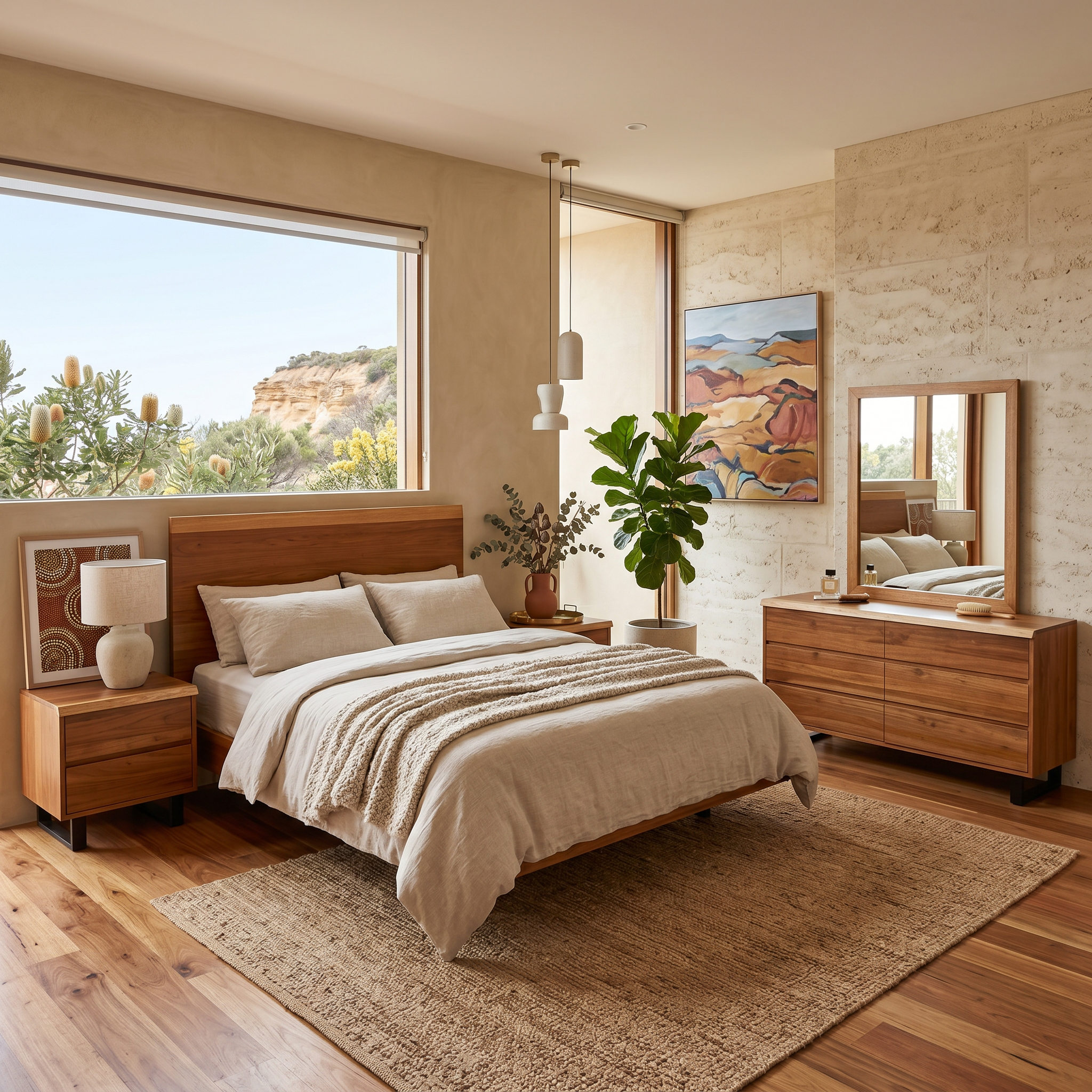 Highland 4 Piece Dressing Table Package In Tasmanian Blackwood