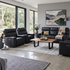 Rockville 3+1+1 Dual Motion Recliner Package in Black Leather
